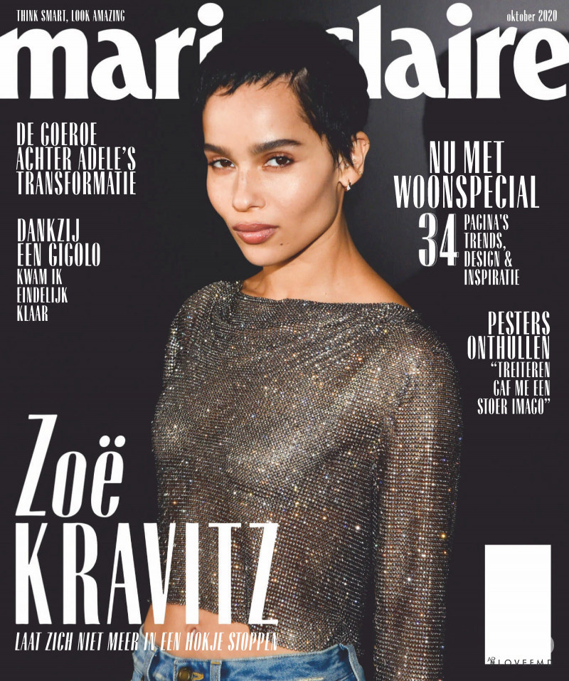 Zoe Kravitz featured on the Marie Claire Netherlands cover from October 2020