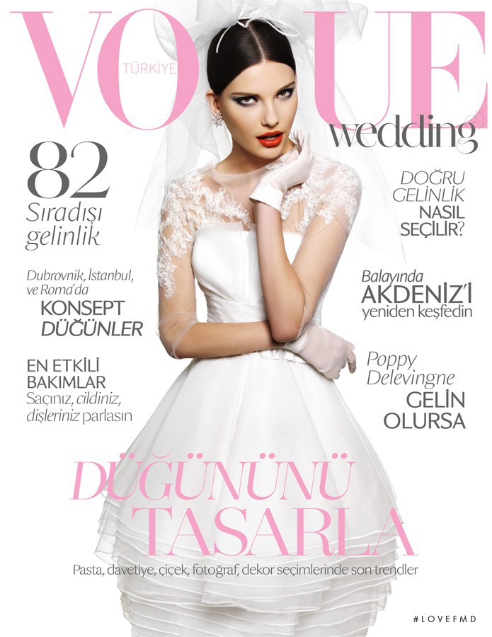 Dasha Semenchenko featured on the Vogue Turkey Wedding cover from September 2014