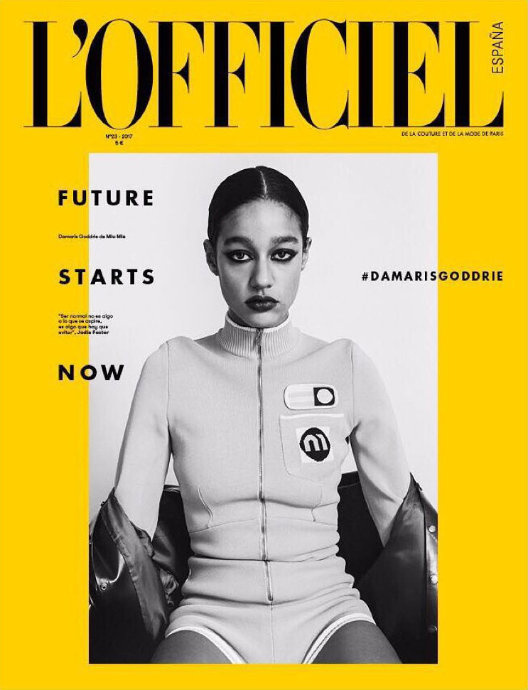 Damaris Goddrie featured on the L\'Officiel Spain cover from December 2017