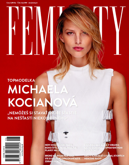 Michaela Kocianova featured on the Feminity cover from June 2017