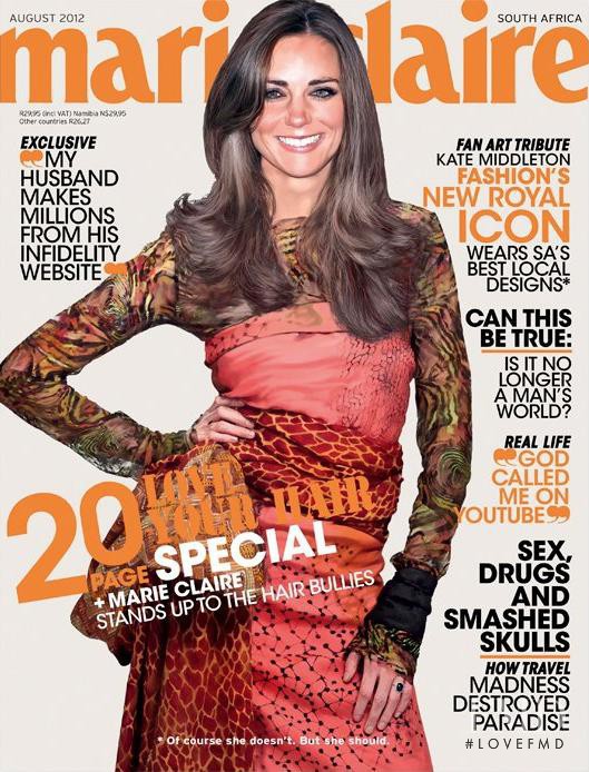 Kate Middleton featured on the Marie Claire South Africa cover from August 2012