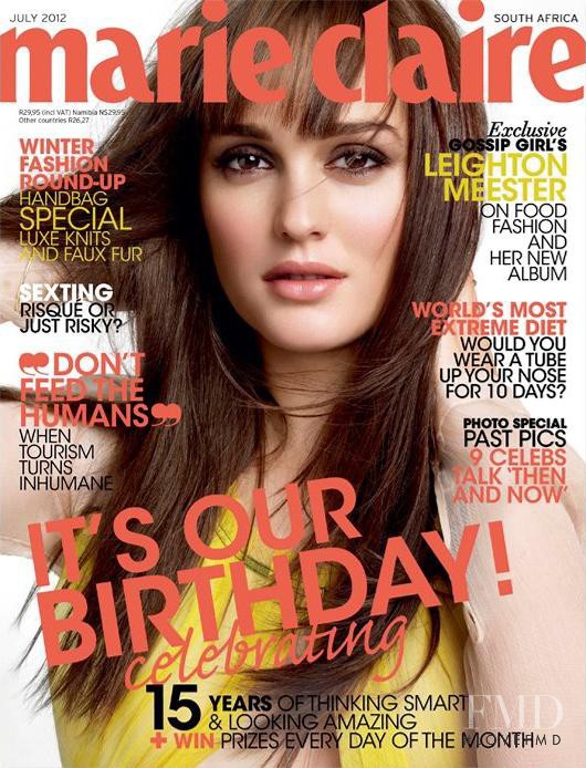Leighton Meester featured on the Marie Claire South Africa cover from July 2012