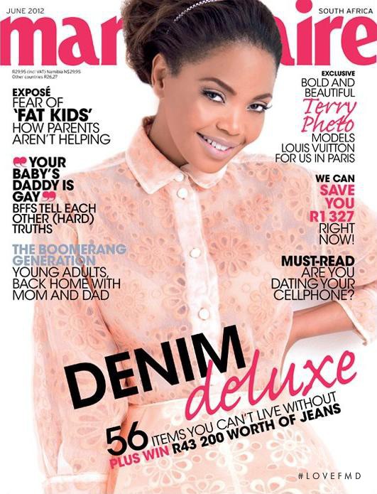 Terry Pheto featured on the Marie Claire South Africa cover from June 2012