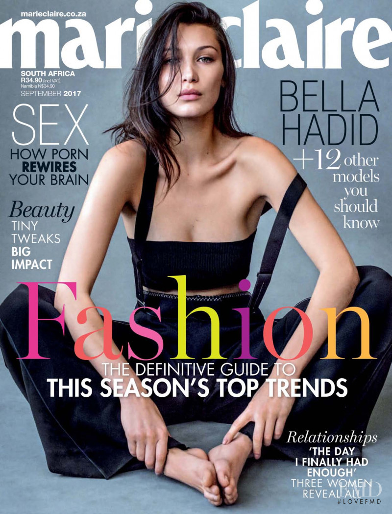 Bella Hadid featured on the Marie Claire South Africa cover from September 2017