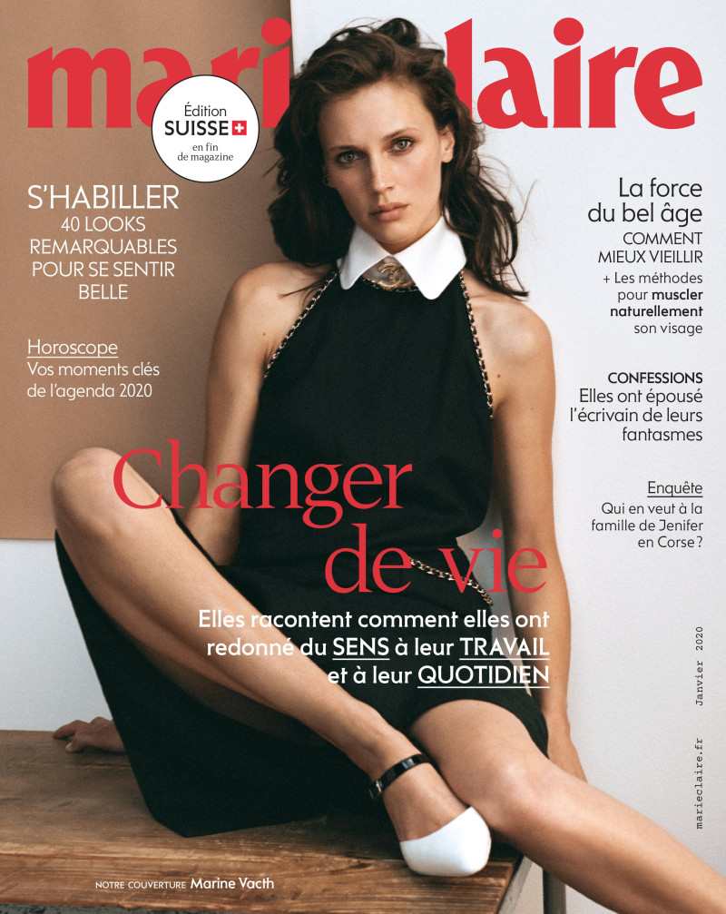 Marine Vacth featured on the Marie Claire Switzerland cover from January 2020
