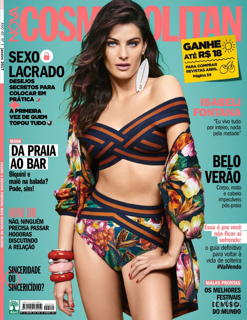 Isabeli Fontana featured on the Cosmopolitan Brazil cover from January 2017