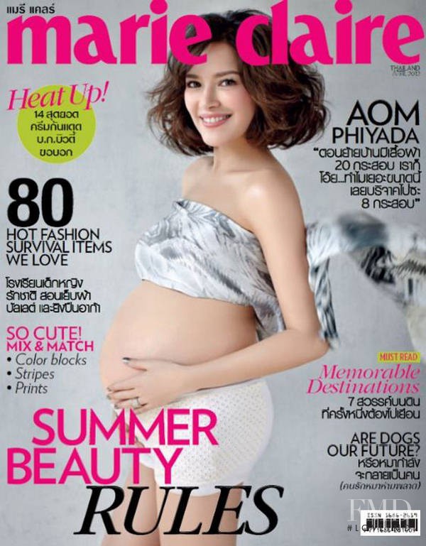Aom Phiyada featured on the Marie Claire Thailand cover from April 2012