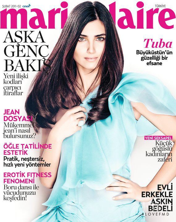 Tuba Büyüküstün featured on the Marie Claire Turkey cover from February 2011