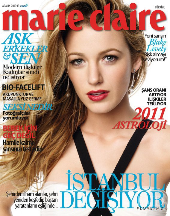 Blake Lively featured on the Marie Claire Turkey cover from December 2010
