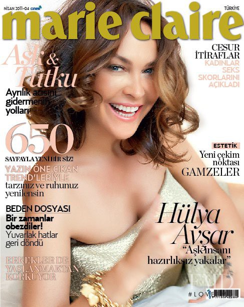 Hulya Avsar featured on the Marie Claire Turkey cover from April 2011