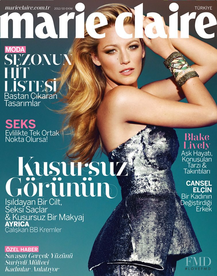 Blake Lively featured on the Marie Claire Turkey cover from October 2012