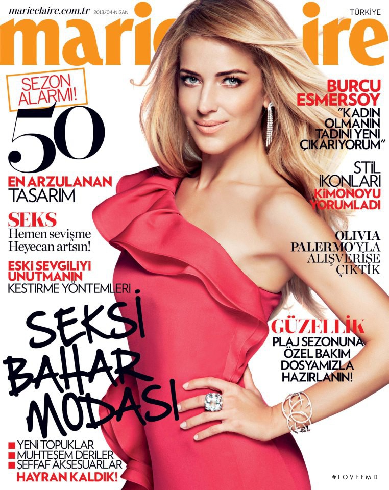 Burcu Esmersoy featured on the Marie Claire Turkey cover from April 2013