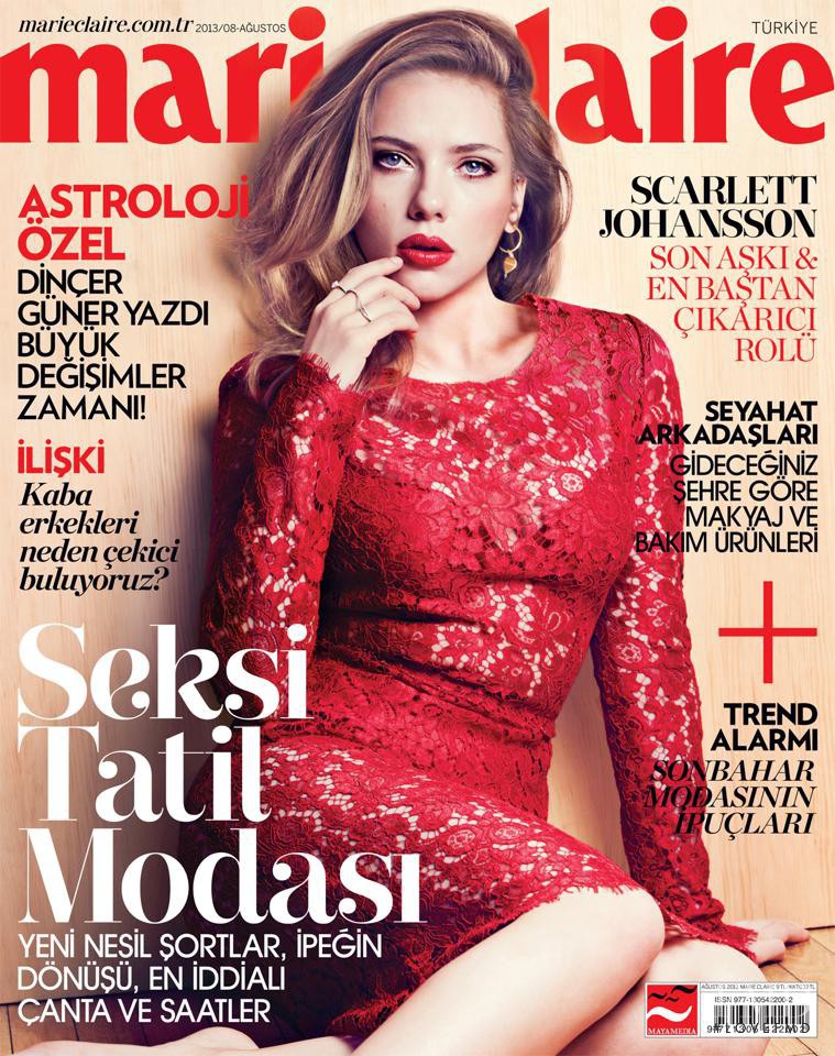 Scarlett Johansson featured on the Marie Claire Turkey cover from August 2013
