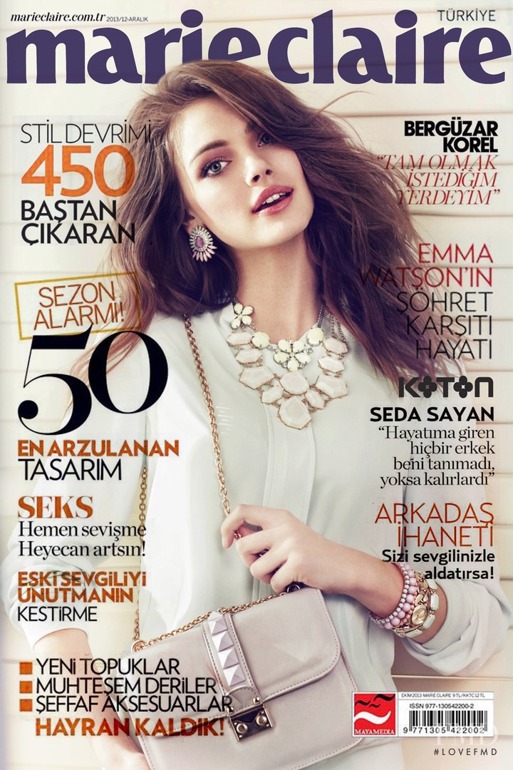 Kristina Peric featured on the Marie Claire Turkey cover from December 2013