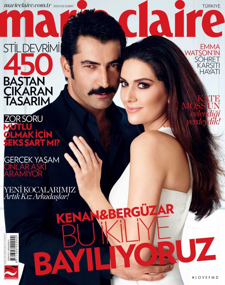 Kenan Imirzalioglu, Bergüzar Korel featured on the Marie Claire Turkey cover from February 2013