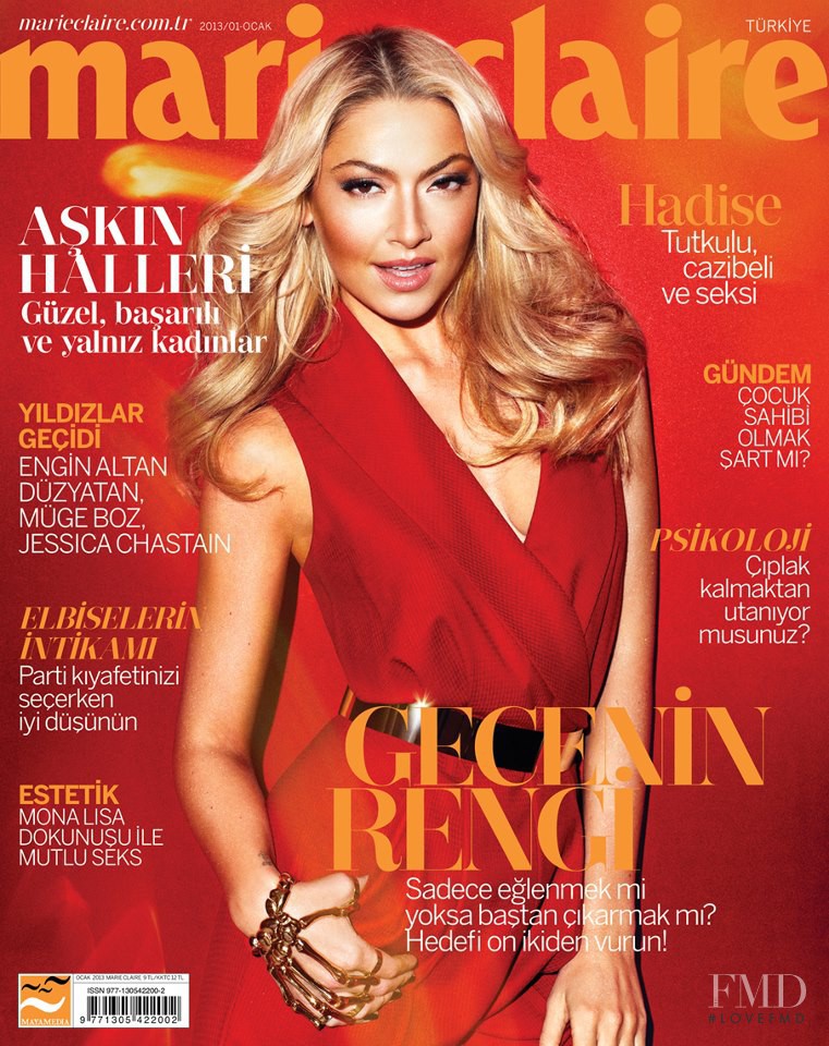 Hadise Açikgöz featured on the Marie Claire Turkey cover from January 2013