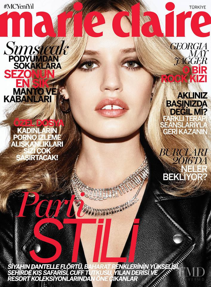 Georgia May Jagger featured on the Marie Claire Turkey cover from December 2015