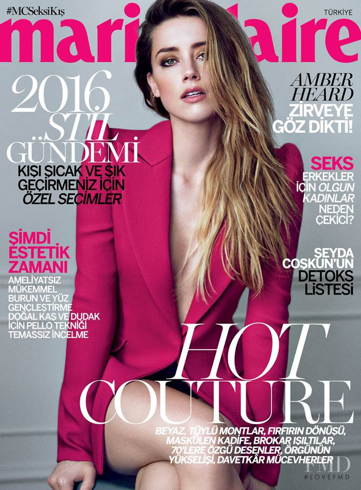 Amber Heard featured on the Marie Claire Turkey cover from January 2016