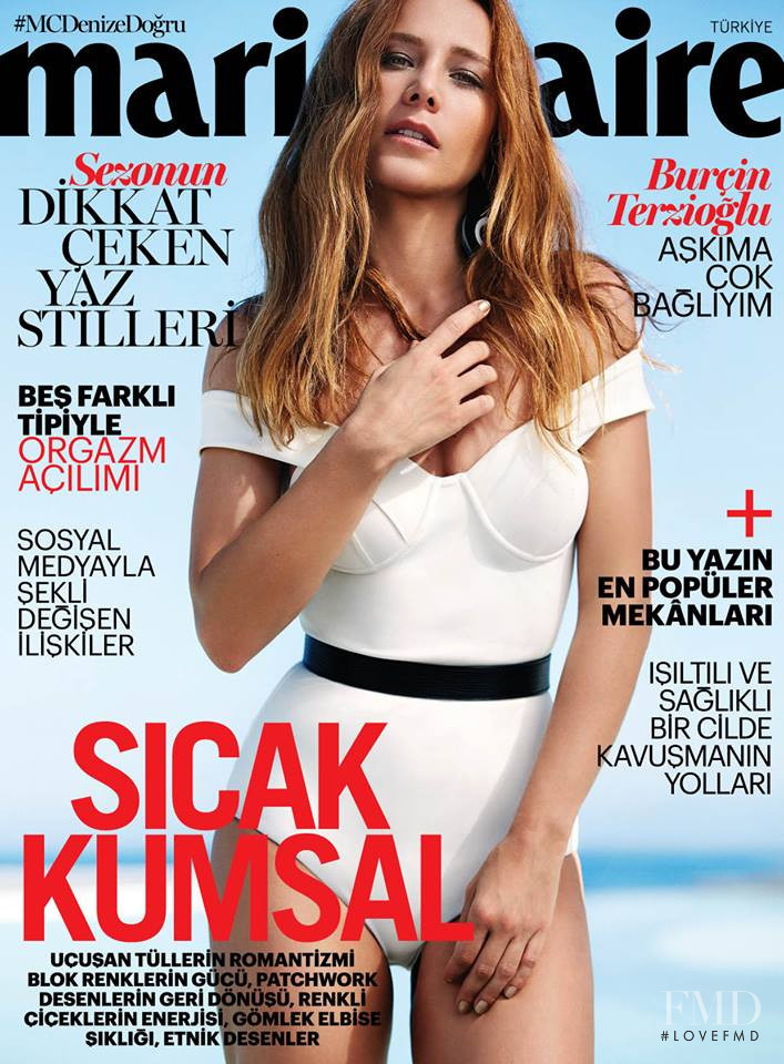 Burçin Terzio?lu featured on the Marie Claire Turkey cover from July 2016