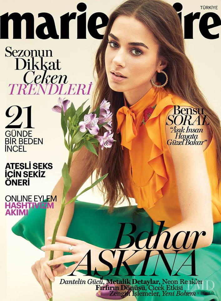 Bensu Soral featured on the Marie Claire Turkey cover from April 2017