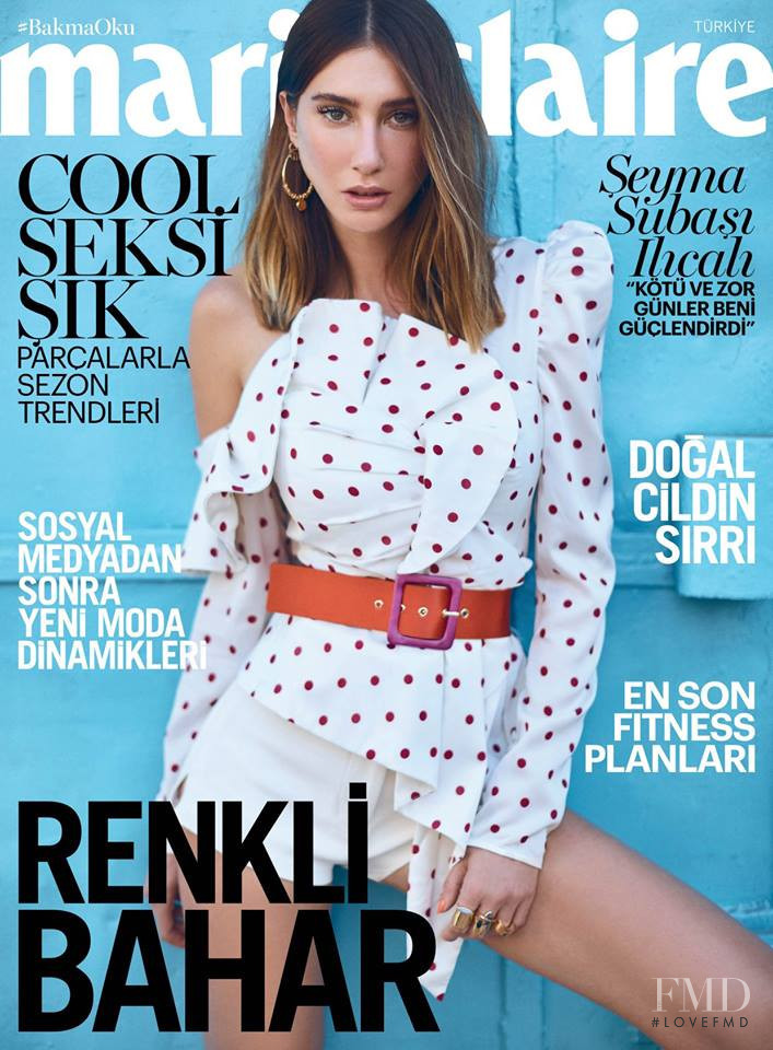 ?eyma Suba??  featured on the Marie Claire Turkey cover from April 2018