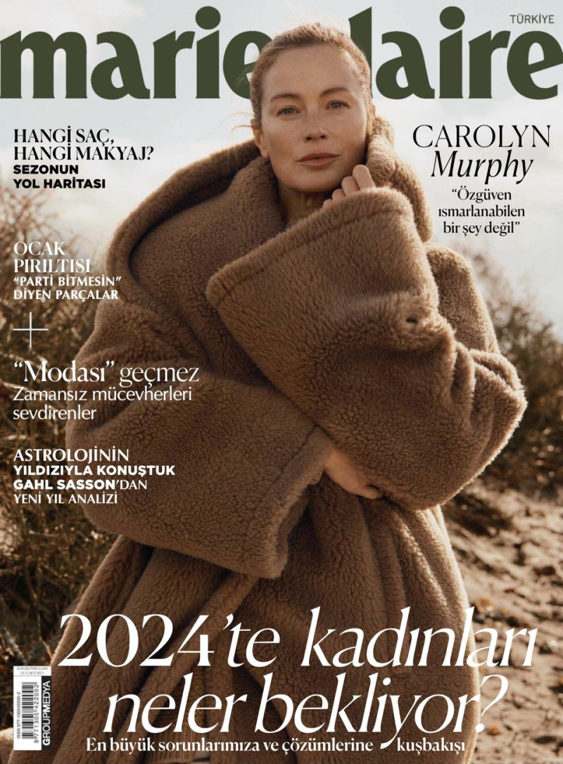 Carolyn Murphy featured on the Marie Claire Turkey cover from January 2024