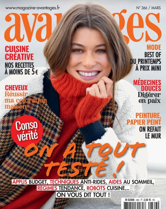 Stéphanie Thais Garcia featured on the Avantages cover from March 2019