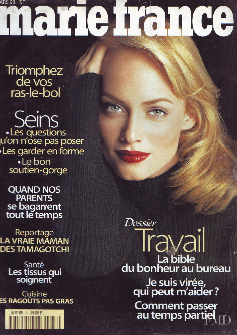 Amber Valletta featured on the Marie France cover from March 1998