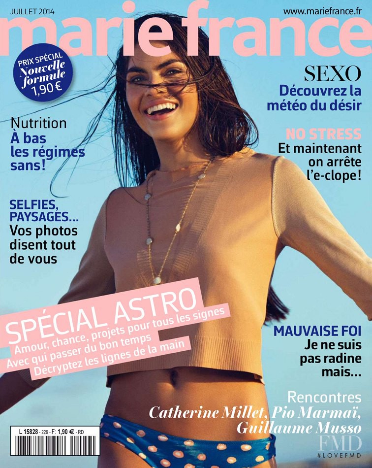 Alicia Ruelas featured on the Marie France cover from July 2014