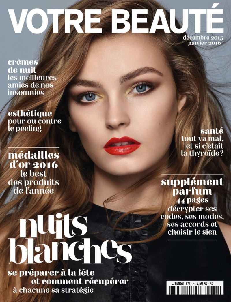 Shannon Brennan featured on the Votre Beauté France cover from December 2015