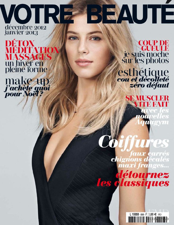 Camille Neviere featured on the Votre Beauté France cover from December 2012