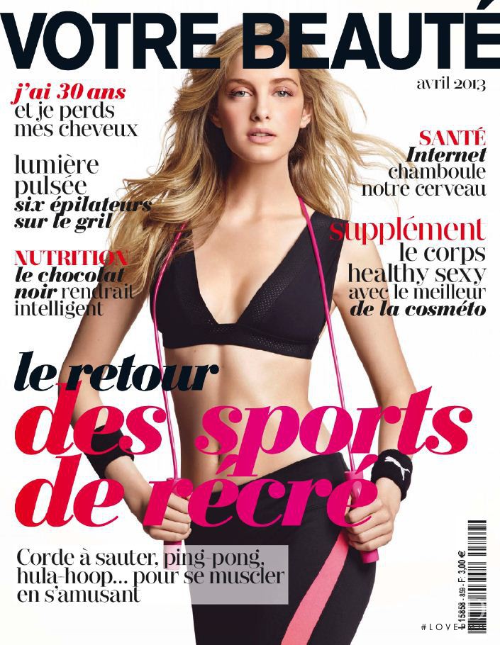 Anna Castro featured on the Votre Beauté France cover from April 2013