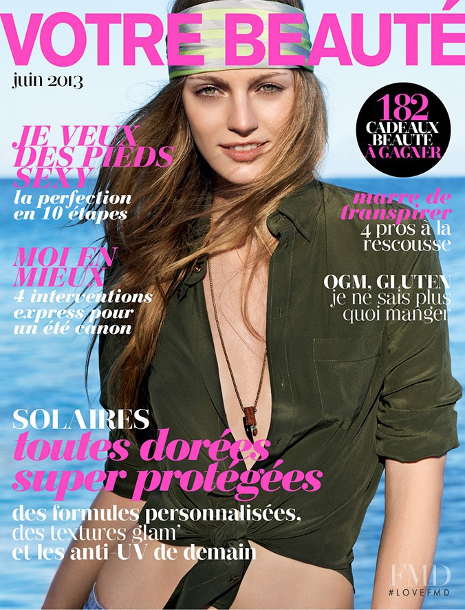 Zuzana Kopuncova featured on the Votre Beauté France cover from June 2013