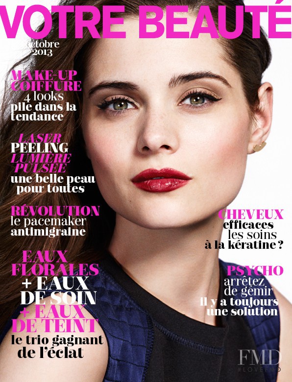 Thea Owens featured on the Votre Beauté France cover from October 2013