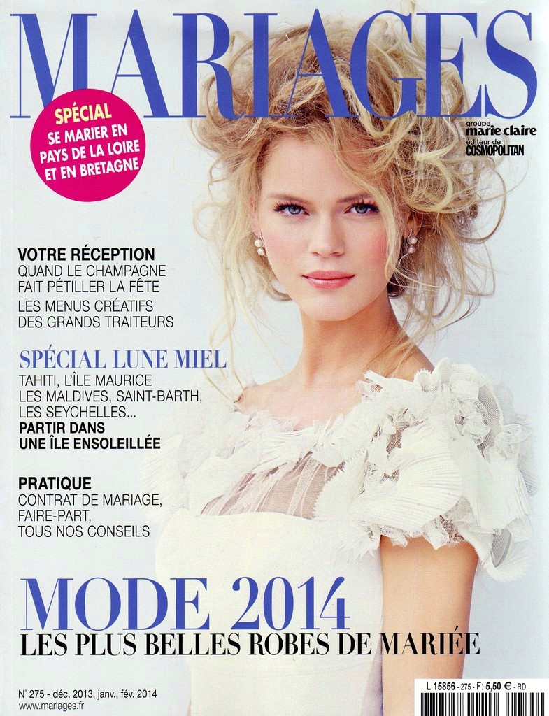  featured on the Mariages France cover from December 2013