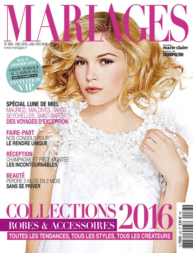  featured on the Mariages France cover from December 2015