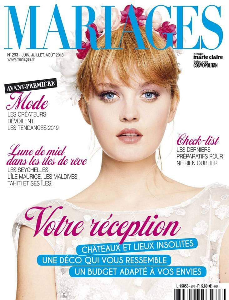 Gabriela Adamcova featured on the Mariages France cover from June 2018