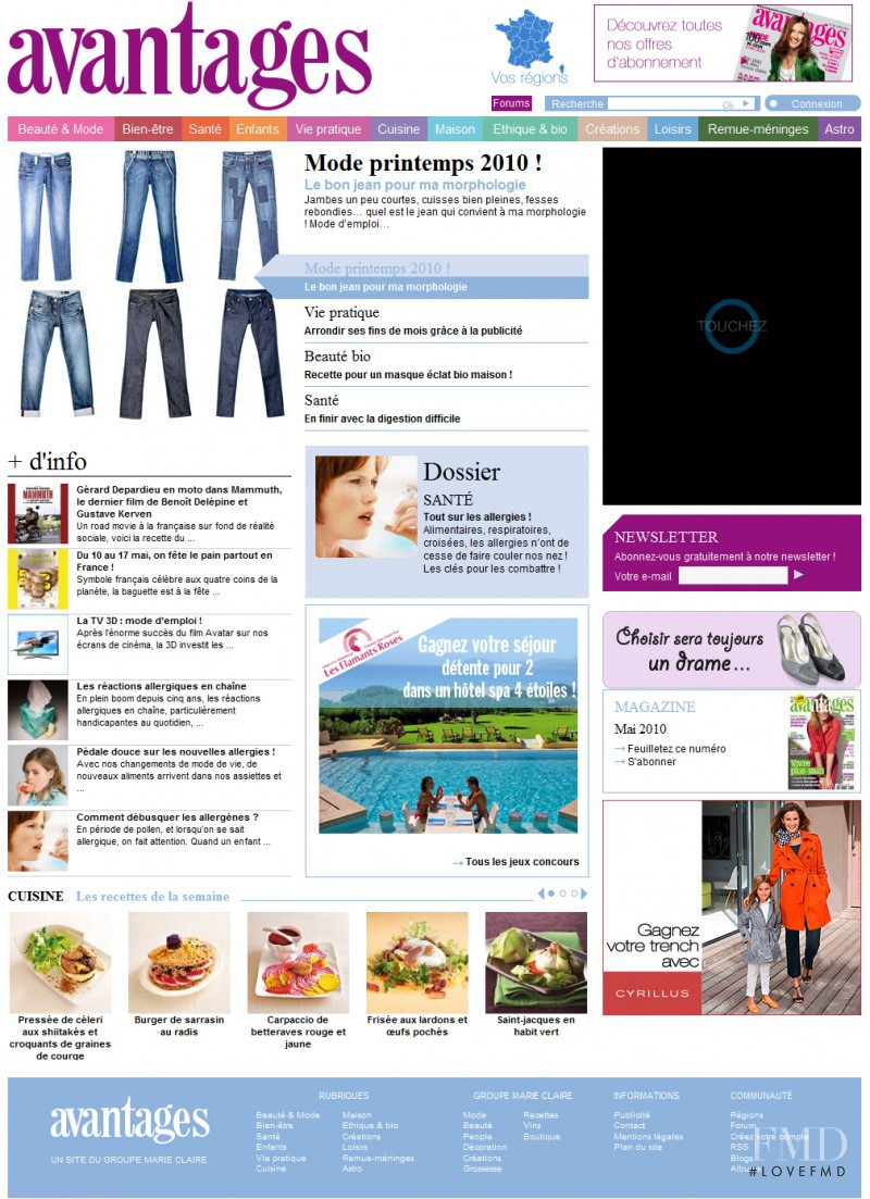  featured on the Magazine-avantages.fr screen from April 2010