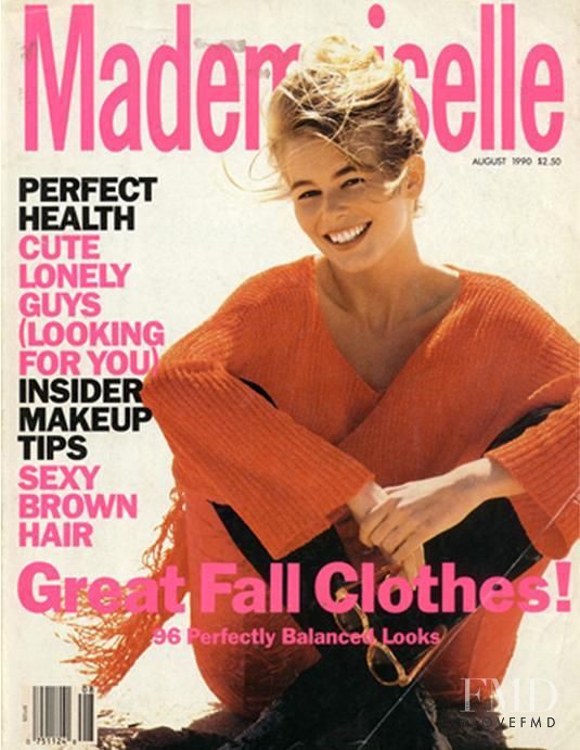 Claudia Schiffer featured on the Mademoiselle cover from August 1990