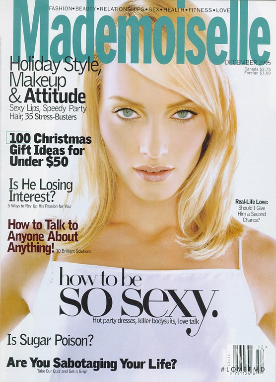 Amber Valletta featured on the Mademoiselle cover from December 1995