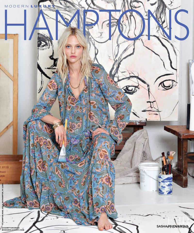 Sasha Pivovarova featured on the Hamptons cover from July 2018