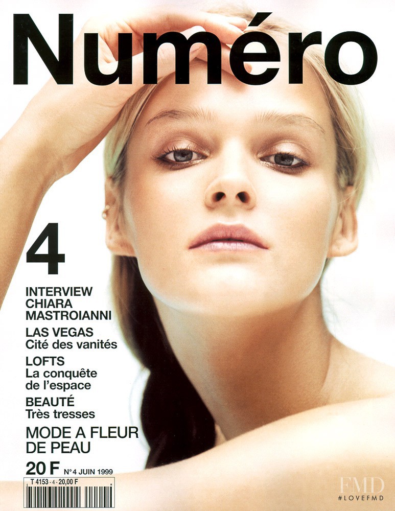 Carmen Kass featured on the Numéro France cover from June 1999