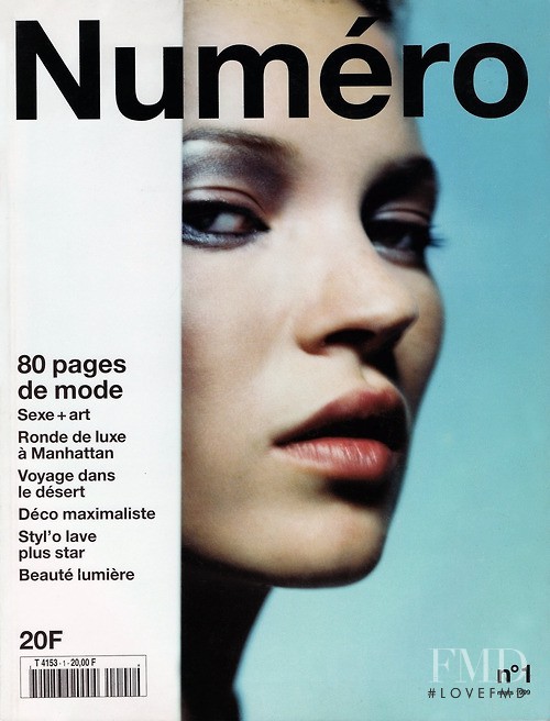 Kate Moss featured on the Numéro France cover from March 1999