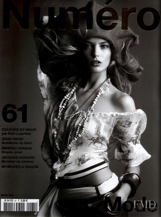 Daria Werbowy featured on the Numéro France cover from March 2005