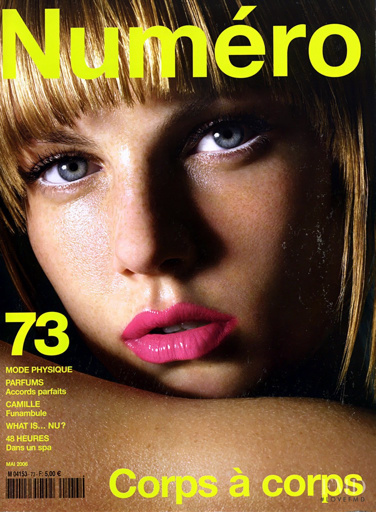 Angela Lindvall featured on the Numéro France cover from May 2006