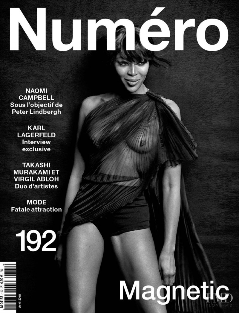 Naomi Campbell featured on the Numéro France cover from April 2018
