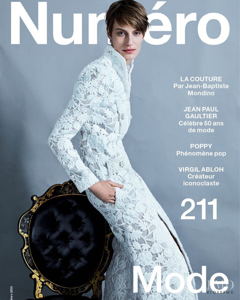 Veronika Kunz featured on the Numéro France cover from March 2020