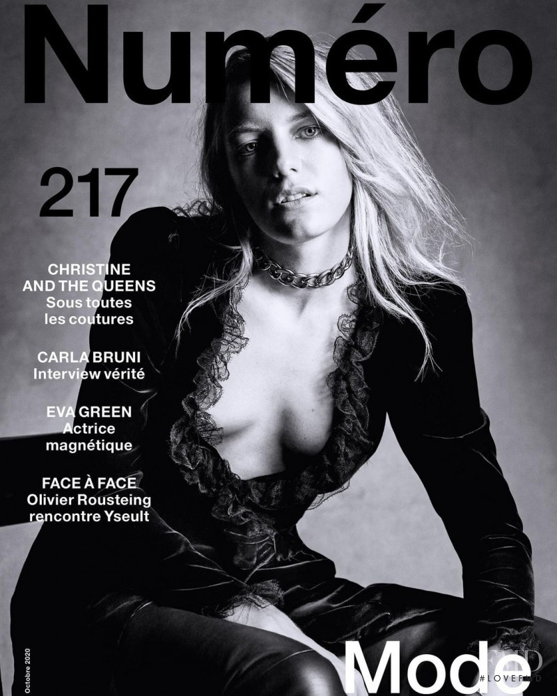 Erika Linder featured on the Numéro France cover from October 2020