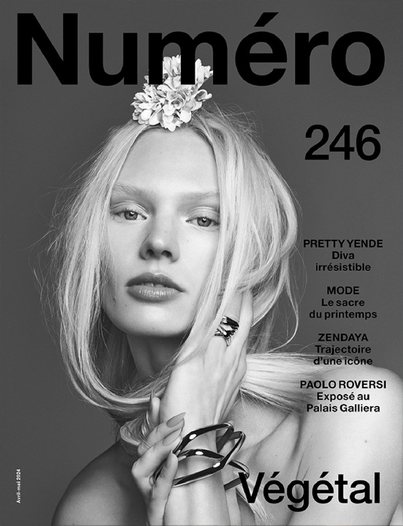Vilma Sjöberg featured on the Numéro France cover from April 2024