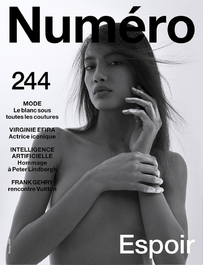 Chaima Ameziane featured on the Numéro France cover from February 2024